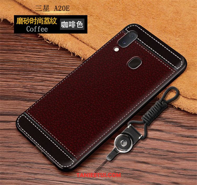 Etui Samsung Galaxy A20e Czerwony Litchi Vintage, Pokrowce Samsung Galaxy A20e Wzór Telefon Komórkowy Skórzany Futerał