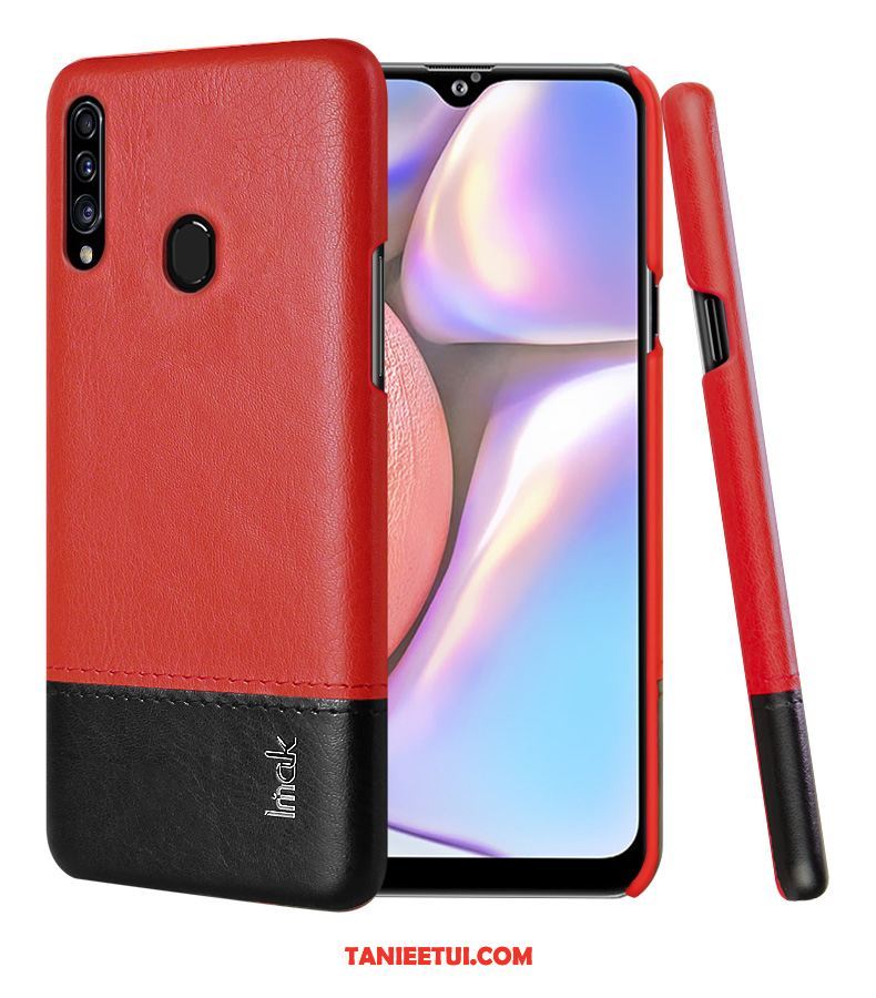 Etui Samsung Galaxy A20s Czerwony Anti-fall Ochraniacz, Obudowa Samsung Galaxy A20s Telefon Komórkowy Sztuczna Skóra Gwiazda