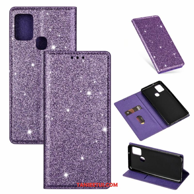 Etui Samsung Galaxy A21s Klamra Klapa Proszek, Pokrowce Samsung Galaxy A21s Czarny Telefon Komórkowy Skórzany Futerał