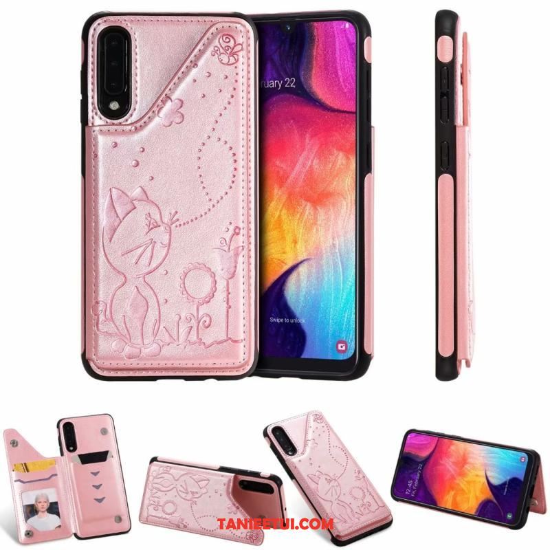 Etui Samsung Galaxy A30s Skórzany Futerał Obrzeża Kotek, Pokrowce Samsung Galaxy A30s Anti-fall Gwiazda Szary