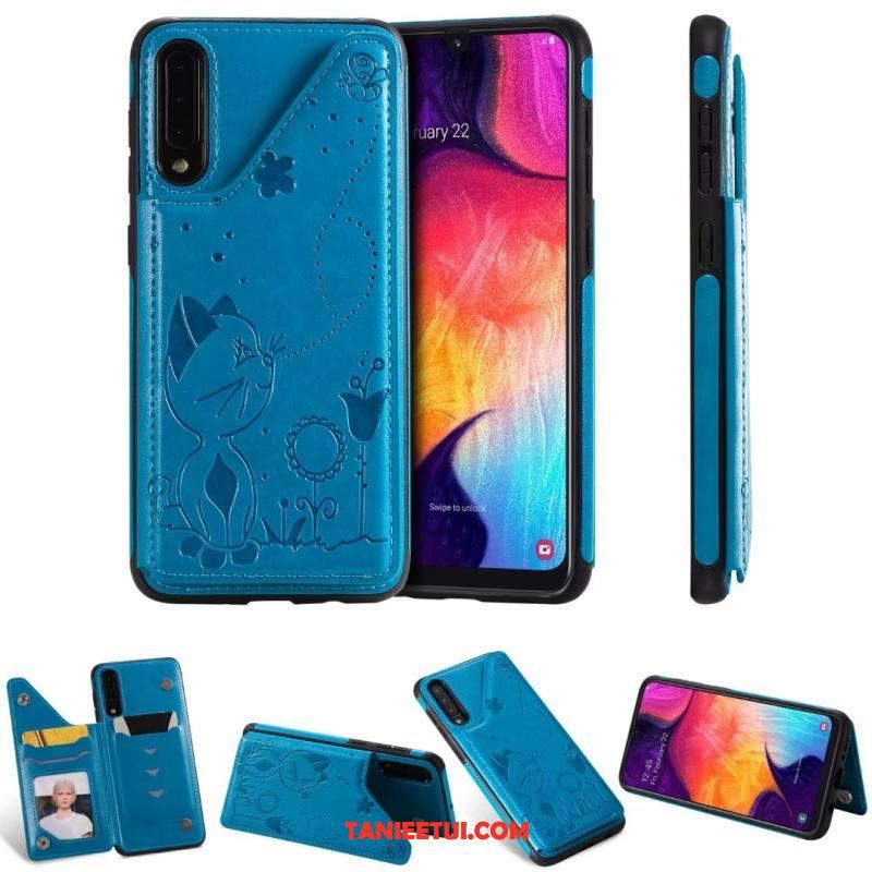 Etui Samsung Galaxy A30s Skórzany Futerał Obrzeża Kotek, Pokrowce Samsung Galaxy A30s Anti-fall Gwiazda Szary