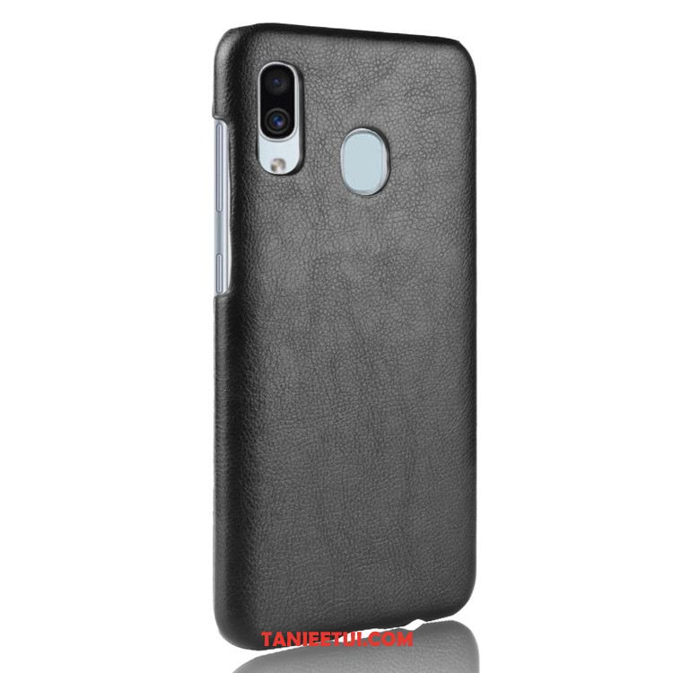 Etui Samsung Galaxy A40 Litchi Skóra Ochraniacz, Futerał Samsung Galaxy A40 Gwiazda Trudno Szary