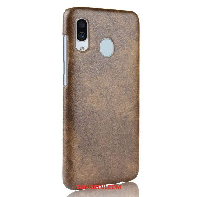 Etui Samsung Galaxy A40 Litchi Skóra Ochraniacz, Futerał Samsung Galaxy A40 Gwiazda Trudno Szary