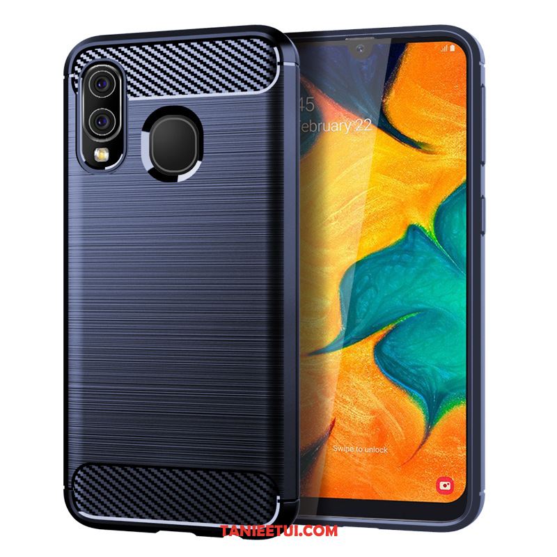 Etui Samsung Galaxy A40 Włókno Wzór Jedwab, Pokrowce Samsung Galaxy A40 Miękki Gwiazda Niebieski