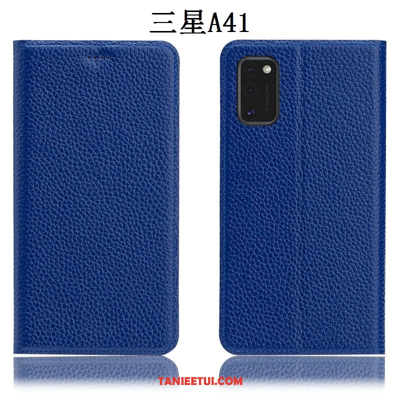 Etui Samsung Galaxy A41 All Inclusive Litchi Skórzany Futerał, Pokrowce Samsung Galaxy A41 Czarny Gwiazda Anti-fall