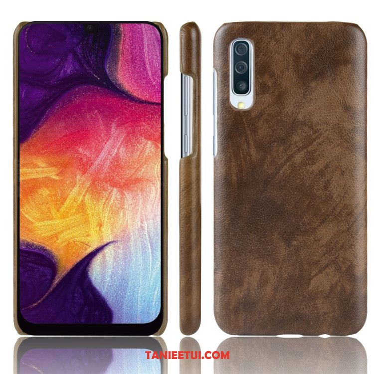 Etui Samsung Galaxy A50 Ochraniacz Wzór Trudno, Futerał Samsung Galaxy A50 Litchi Skóra Gwiazda Braun