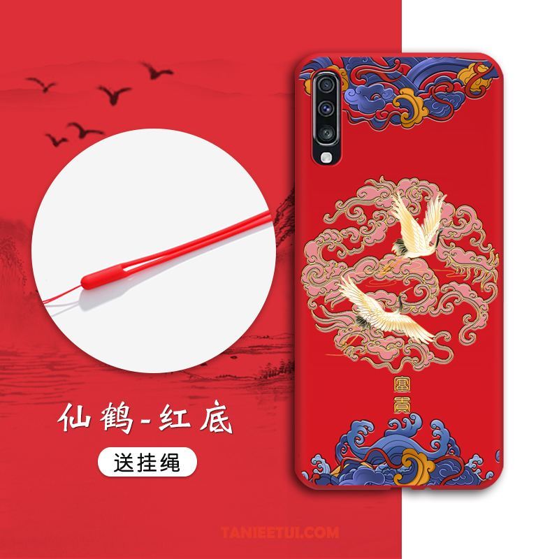 Etui Samsung Galaxy A50s Czarny Tendencja Wiatr, Obudowa Samsung Galaxy A50s Gwiazda Czerwony Chiński Styl