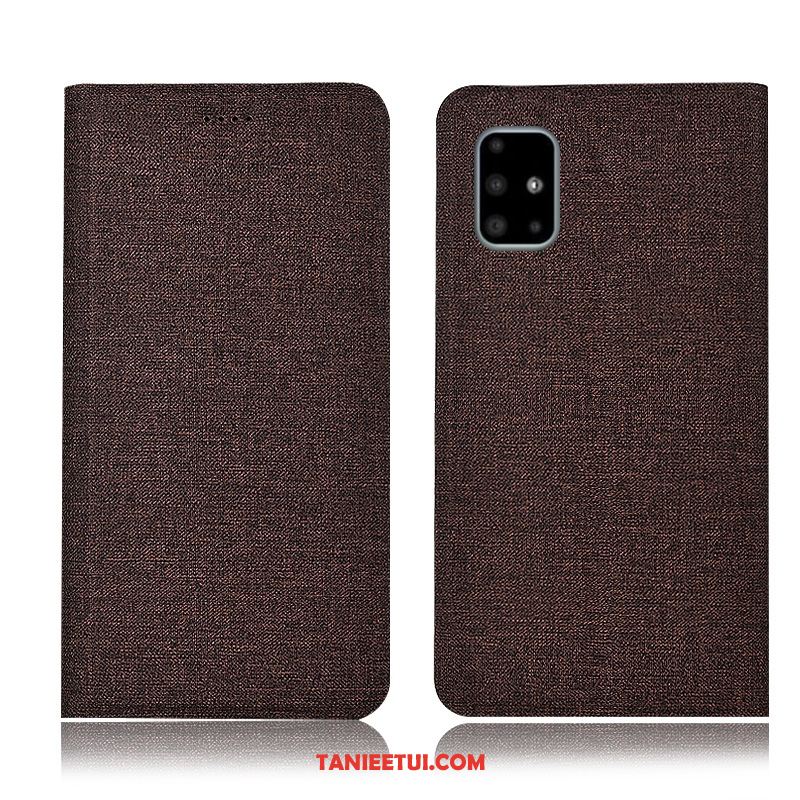 Etui Samsung Galaxy A51 Gwiazda Ciemno Bawełna I Len, Futerał Samsung Galaxy A51 All Inclusive Telefon Komórkowy Ochraniacz Braun