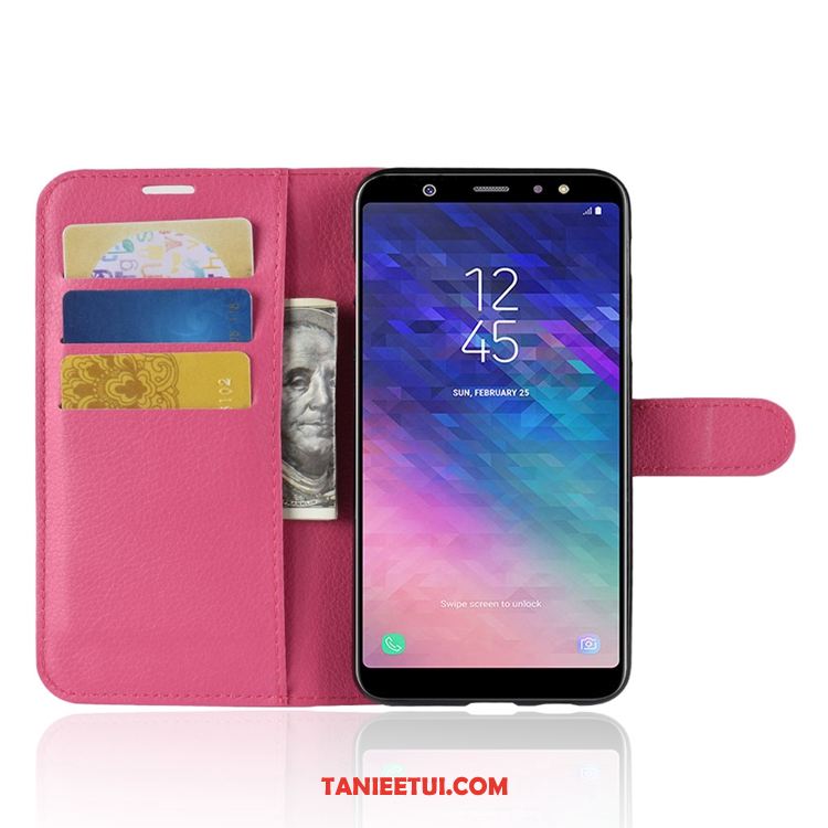 Etui Samsung Galaxy A6+ Czerwony Portfel Gwiazda, Obudowa Samsung Galaxy A6+ Skórzany Futerał Wzór All Inclusive