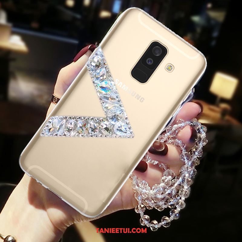 Etui Samsung Galaxy A6 Silikonowe Gwiazda Miłość, Futerał Samsung Galaxy A6 Rhinestone Złoto Telefon Komórkowy