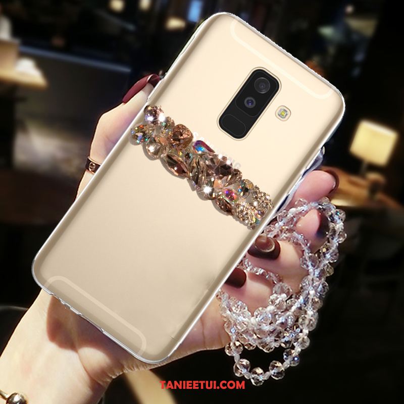 Etui Samsung Galaxy A6 Silikonowe Gwiazda Miłość, Futerał Samsung Galaxy A6 Rhinestone Złoto Telefon Komórkowy