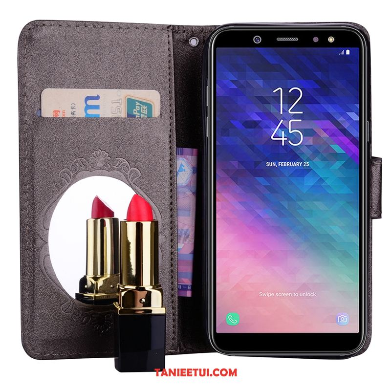 Etui Samsung Galaxy A6 Wspornik Purpurowy Gwiazda, Futerał Samsung Galaxy A6 Skórzany Futerał Telefon Komórkowy Karta