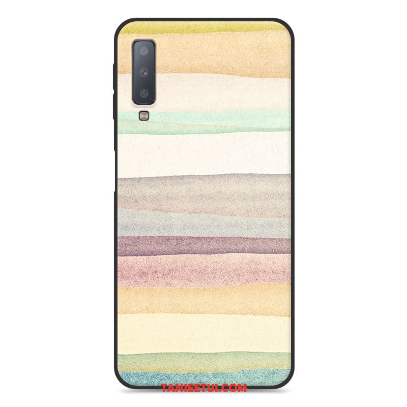 Etui Samsung Galaxy A7 2018 Gwiazda Bogactwo Kotek, Futerał Samsung Galaxy A7 2018 Niebieski Kreskówka Silikonowe