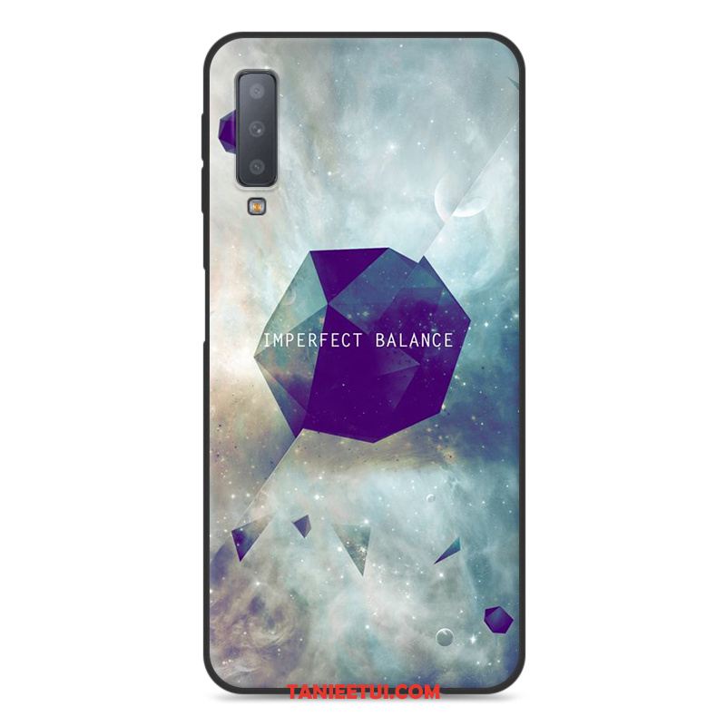 Etui Samsung Galaxy A7 2018 Gwiazda Bogactwo Kotek, Futerał Samsung Galaxy A7 2018 Niebieski Kreskówka Silikonowe