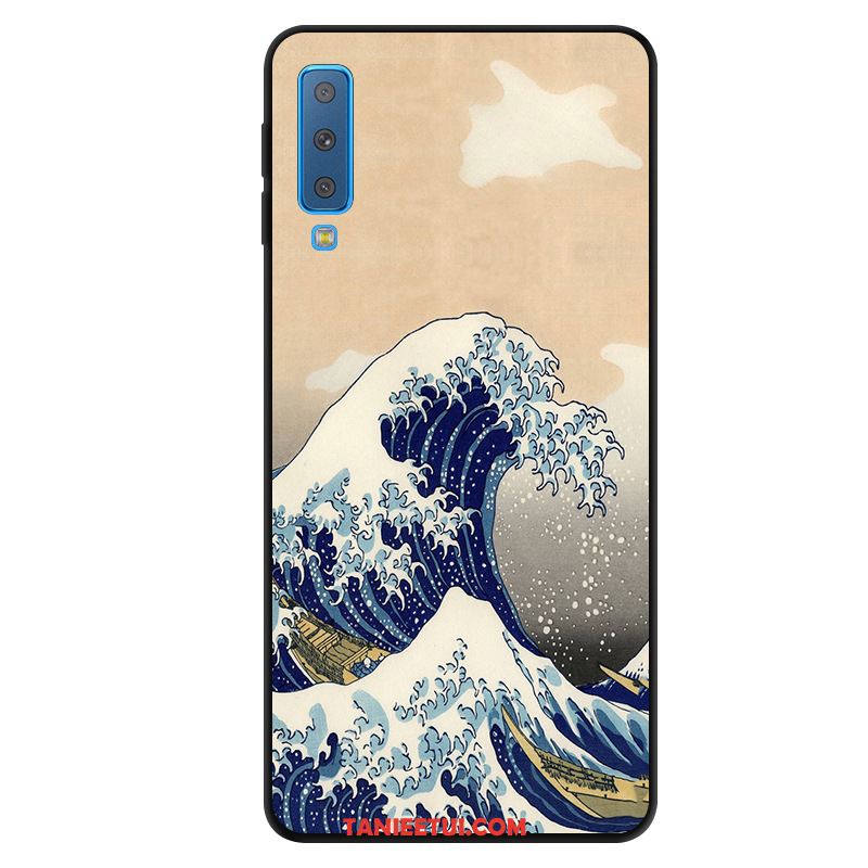 Etui Samsung Galaxy A7 2018 Gwiazda Telefon Komórkowy Ochraniacz, Futerał Samsung Galaxy A7 2018 Sztuka Nubuku Niebieski