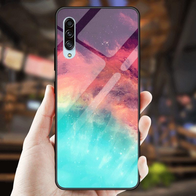 Etui Samsung Galaxy A70s Telefon Komórkowy All Inclusive Szkło Hartowane, Pokrowce Samsung Galaxy A70s Czerwony Lustro Szkło