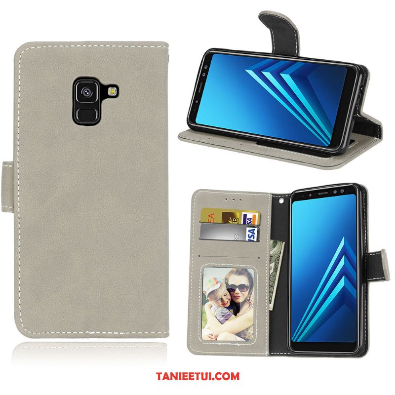 Etui Samsung Galaxy A8 2018 Klapa Telefon Komórkowy Skórzany Futerał, Obudowa Samsung Galaxy A8 2018 Zielony Gwiazda Karta