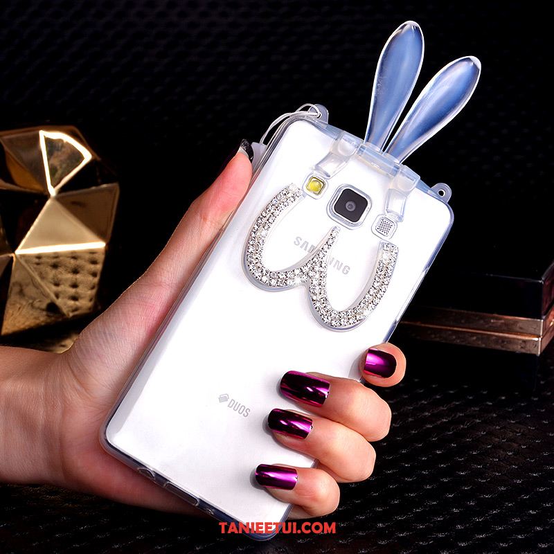 Etui Samsung Galaxy A8 Fioletowy Miękki Rhinestone, Pokrowce Samsung Galaxy A8 Wspornik Silikonowe Uszy Królika