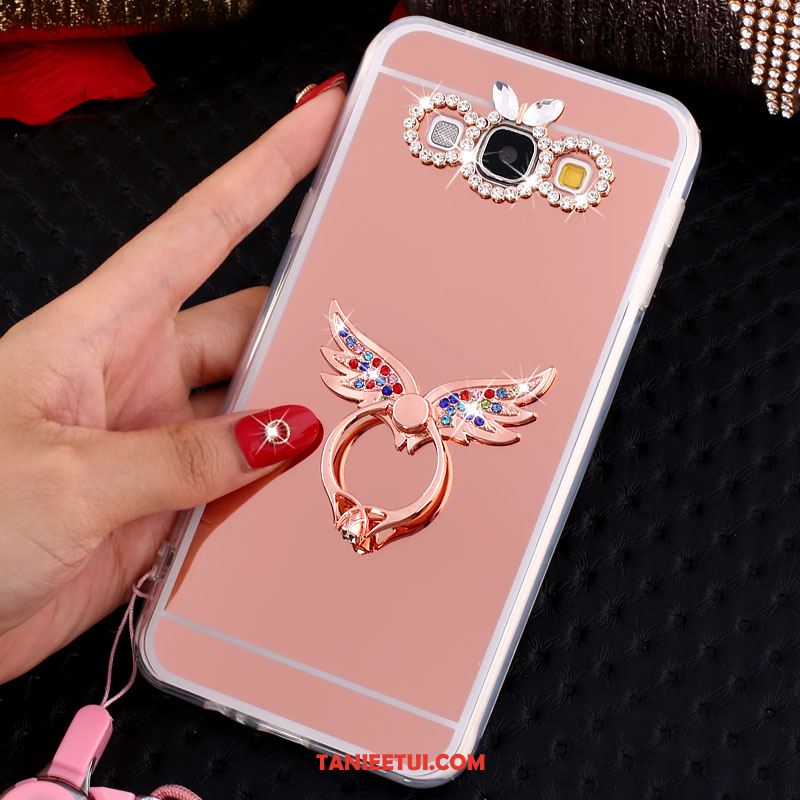 Etui Samsung Galaxy A8 Motyl Złoto Ochraniacz, Obudowa Samsung Galaxy A8 Wiszące Ozdoby Proszek Ring