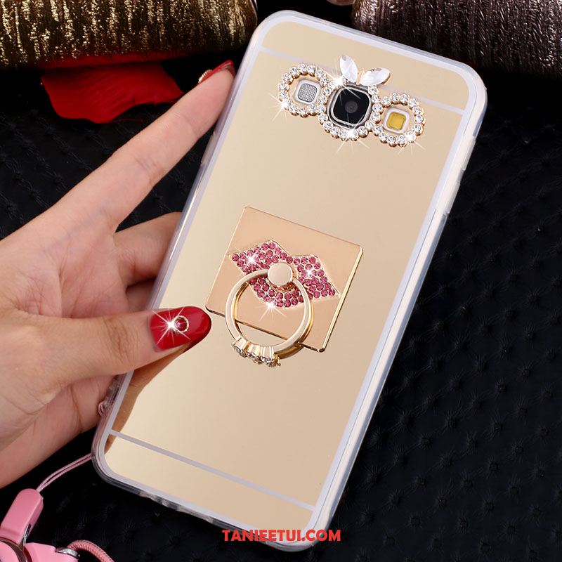 Etui Samsung Galaxy A8 Motyl Złoto Ochraniacz, Obudowa Samsung Galaxy A8 Wiszące Ozdoby Proszek Ring