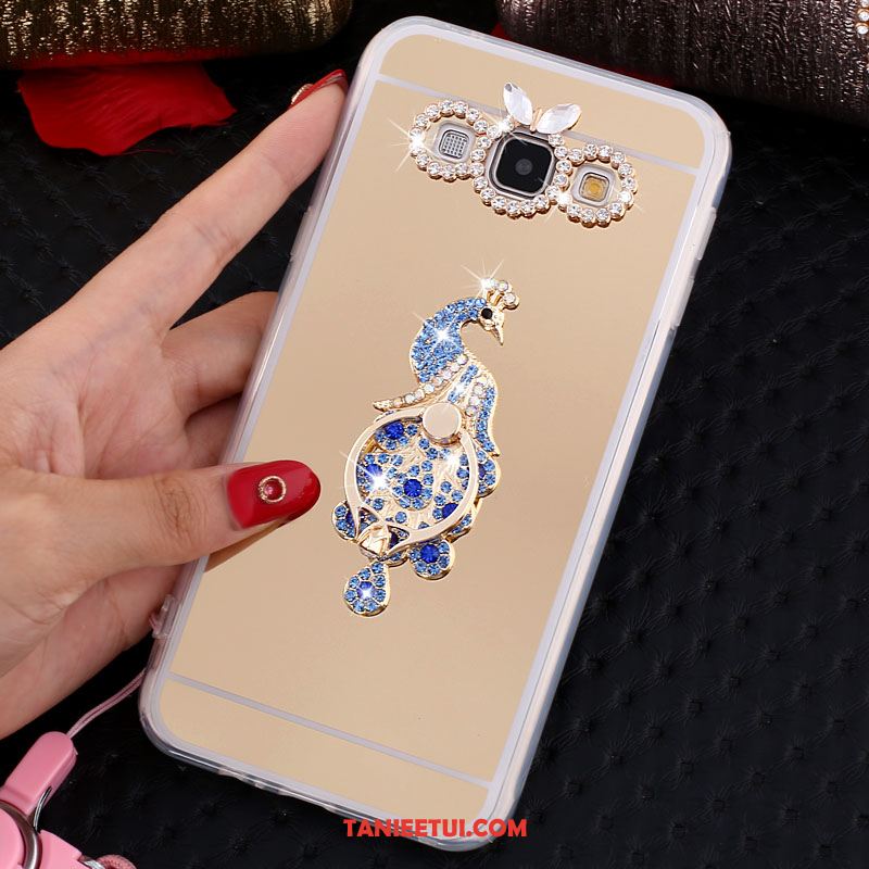 Etui Samsung Galaxy A8 Motyl Złoto Ochraniacz, Obudowa Samsung Galaxy A8 Wiszące Ozdoby Proszek Ring