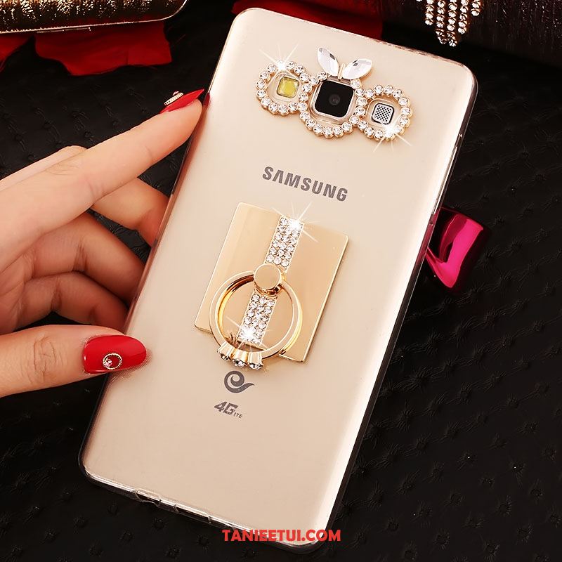 Etui Samsung Galaxy A8 Silikonowe Gwiazda Złoto, Obudowa Samsung Galaxy A8 Ring Ochraniacz Rhinestone