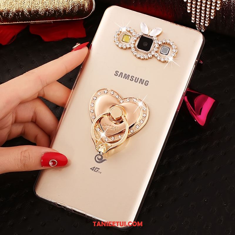 Etui Samsung Galaxy A8 Silikonowe Gwiazda Złoto, Obudowa Samsung Galaxy A8 Ring Ochraniacz Rhinestone