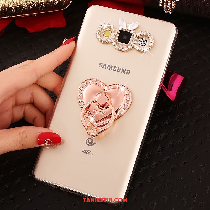 Etui Samsung Galaxy A8 Silikonowe Gwiazda Złoto, Obudowa Samsung Galaxy A8 Ring Ochraniacz Rhinestone