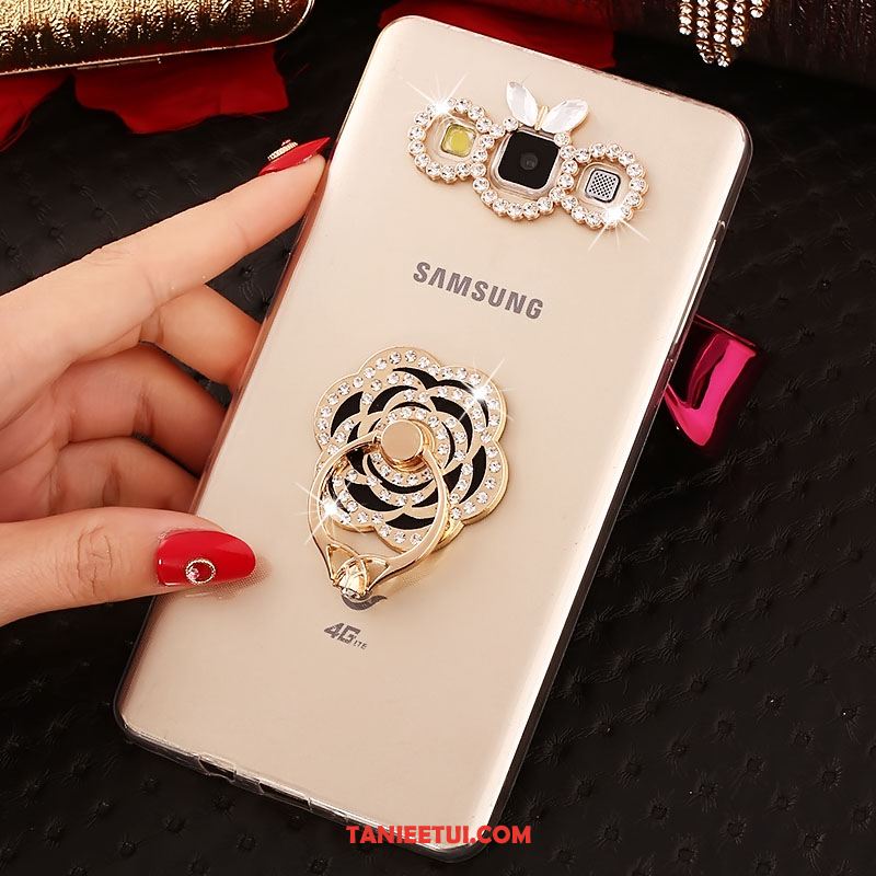 Etui Samsung Galaxy A8 Silikonowe Gwiazda Złoto, Obudowa Samsung Galaxy A8 Ring Ochraniacz Rhinestone