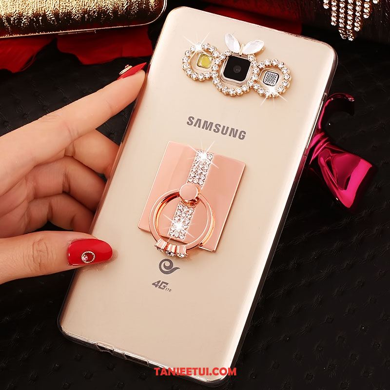 Etui Samsung Galaxy A8 Silikonowe Gwiazda Złoto, Obudowa Samsung Galaxy A8 Ring Ochraniacz Rhinestone