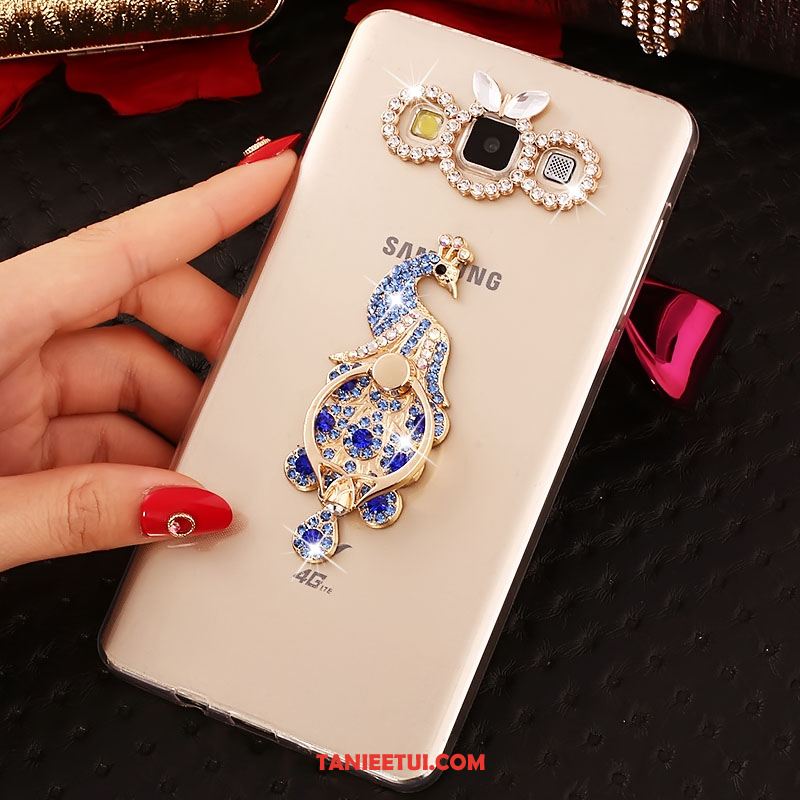 Etui Samsung Galaxy A8 Silikonowe Gwiazda Złoto, Obudowa Samsung Galaxy A8 Ring Ochraniacz Rhinestone