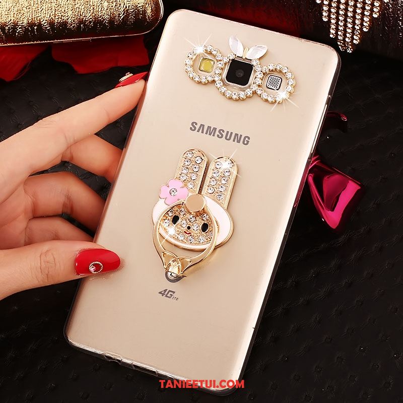 Etui Samsung Galaxy A8 Silikonowe Gwiazda Złoto, Obudowa Samsung Galaxy A8 Ring Ochraniacz Rhinestone