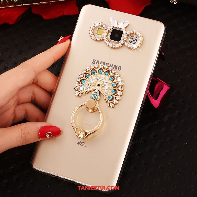 Etui Samsung Galaxy A8 Silikonowe Gwiazda Złoto, Obudowa Samsung Galaxy A8 Ring Ochraniacz Rhinestone