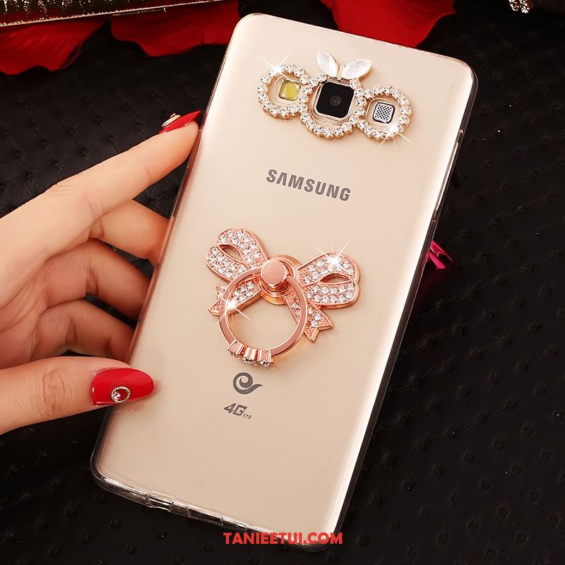 Etui Samsung Galaxy A8 Silikonowe Gwiazda Złoto, Obudowa Samsung Galaxy A8 Ring Ochraniacz Rhinestone
