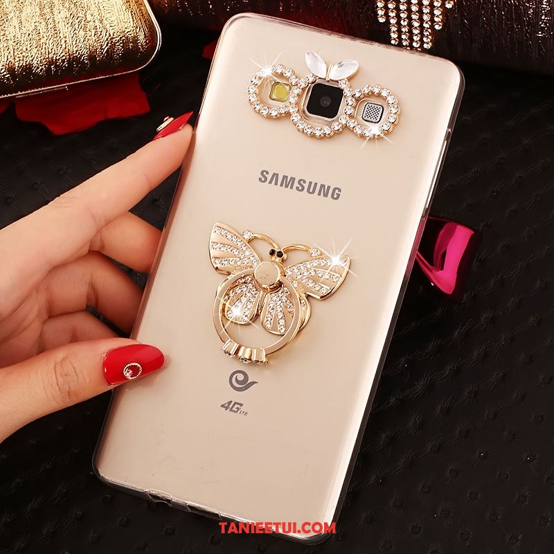 Etui Samsung Galaxy A8 Silikonowe Gwiazda Złoto, Obudowa Samsung Galaxy A8 Ring Ochraniacz Rhinestone