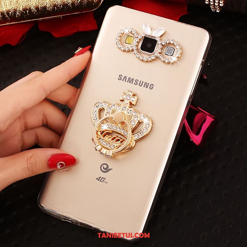 Etui Samsung Galaxy A8 Silikonowe Gwiazda Złoto, Obudowa Samsung Galaxy A8 Ring Ochraniacz Rhinestone