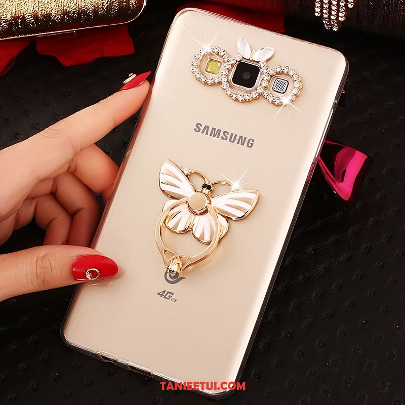 Etui Samsung Galaxy A8 Silikonowe Gwiazda Złoto, Obudowa Samsung Galaxy A8 Ring Ochraniacz Rhinestone