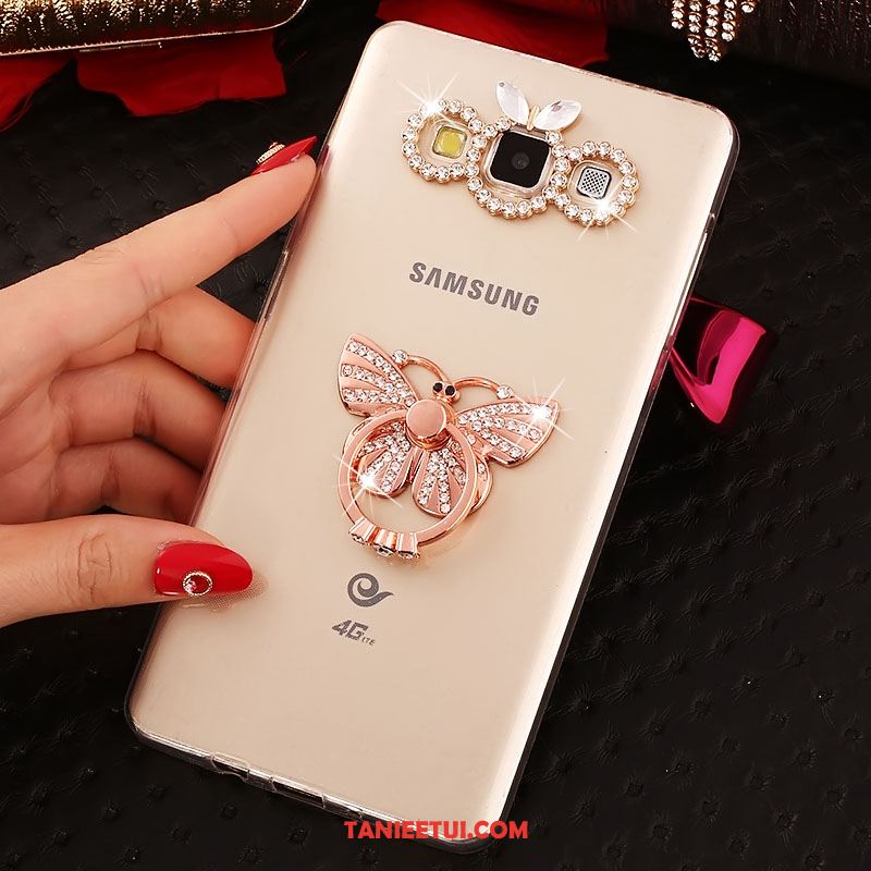 Etui Samsung Galaxy A8 Silikonowe Gwiazda Złoto, Obudowa Samsung Galaxy A8 Ring Ochraniacz Rhinestone