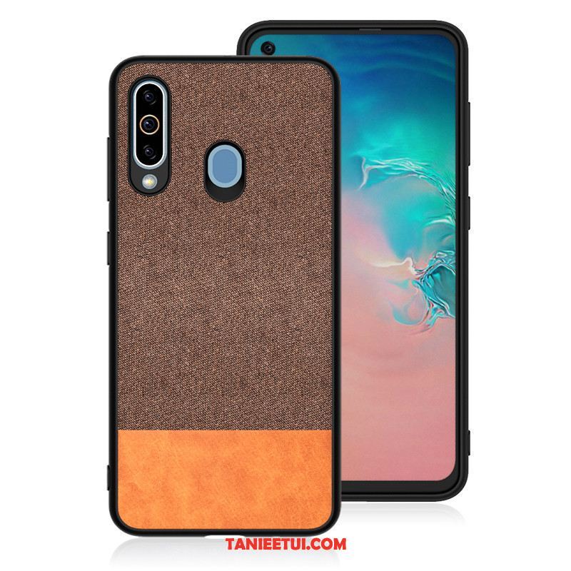 Etui Samsung Galaxy A8s Filmy Miękki Szycie, Pokrowce Samsung Galaxy A8s Szkło Hartowane Płótno Nubuku Braun Braun