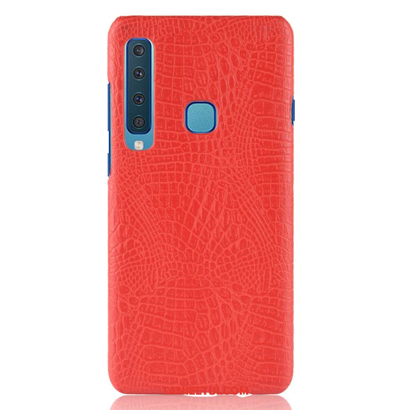 Etui Samsung Galaxy A9 2018 Wzór Krokodyla Gwiazda Vintage, Obudowa Samsung Galaxy A9 2018 Nubuku Torby Telefon Komórkowy Orange