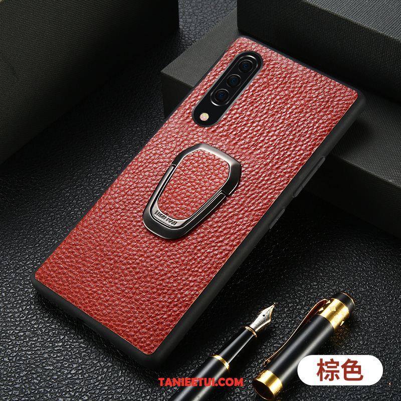 Etui Samsung Galaxy A90 5g Skórzany Futerał Biznes Ring, Obudowa Samsung Galaxy A90 5g Czarny Telefon Komórkowy Prawdziwa Skóra