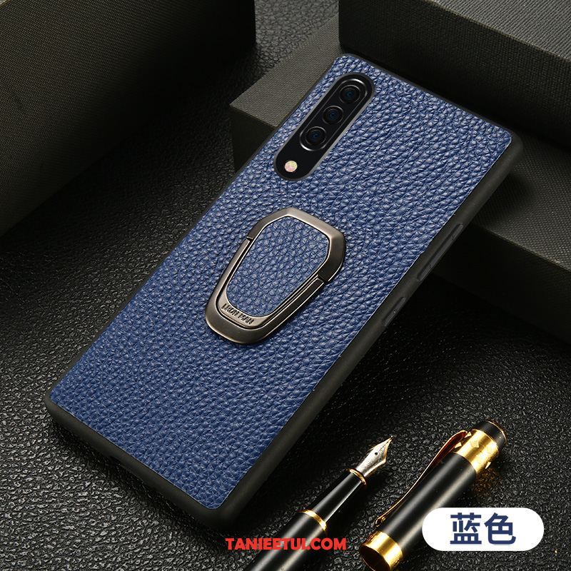 Etui Samsung Galaxy A90 5g Skórzany Futerał Biznes Ring, Obudowa Samsung Galaxy A90 5g Czarny Telefon Komórkowy Prawdziwa Skóra