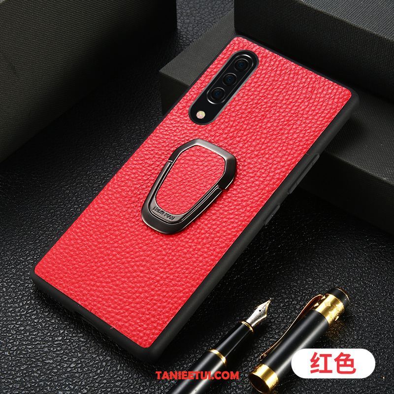 Etui Samsung Galaxy A90 5g Skórzany Futerał Biznes Ring, Obudowa Samsung Galaxy A90 5g Czarny Telefon Komórkowy Prawdziwa Skóra