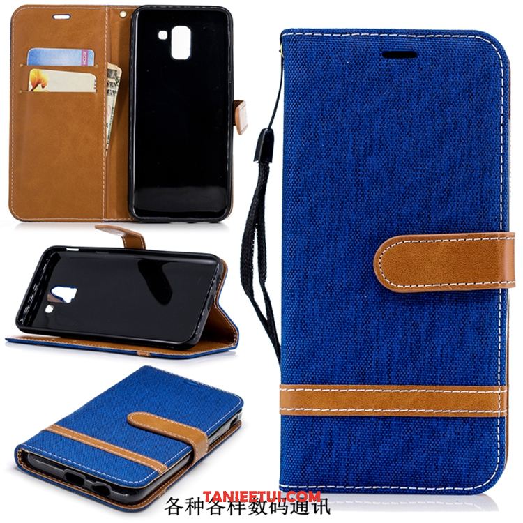 Etui Samsung Galaxy J6 Niebieski Denim Skórzany Futerał, Pokrowce Samsung Galaxy J6 Telefon Komórkowy Gwiazda