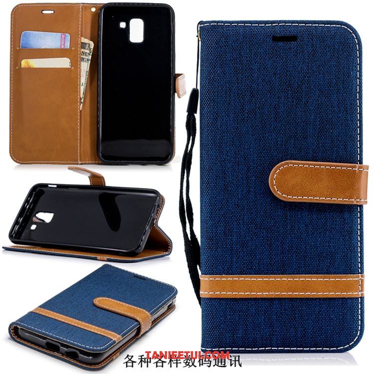 Etui Samsung Galaxy J6 Niebieski Denim Skórzany Futerał, Pokrowce Samsung Galaxy J6 Telefon Komórkowy Gwiazda