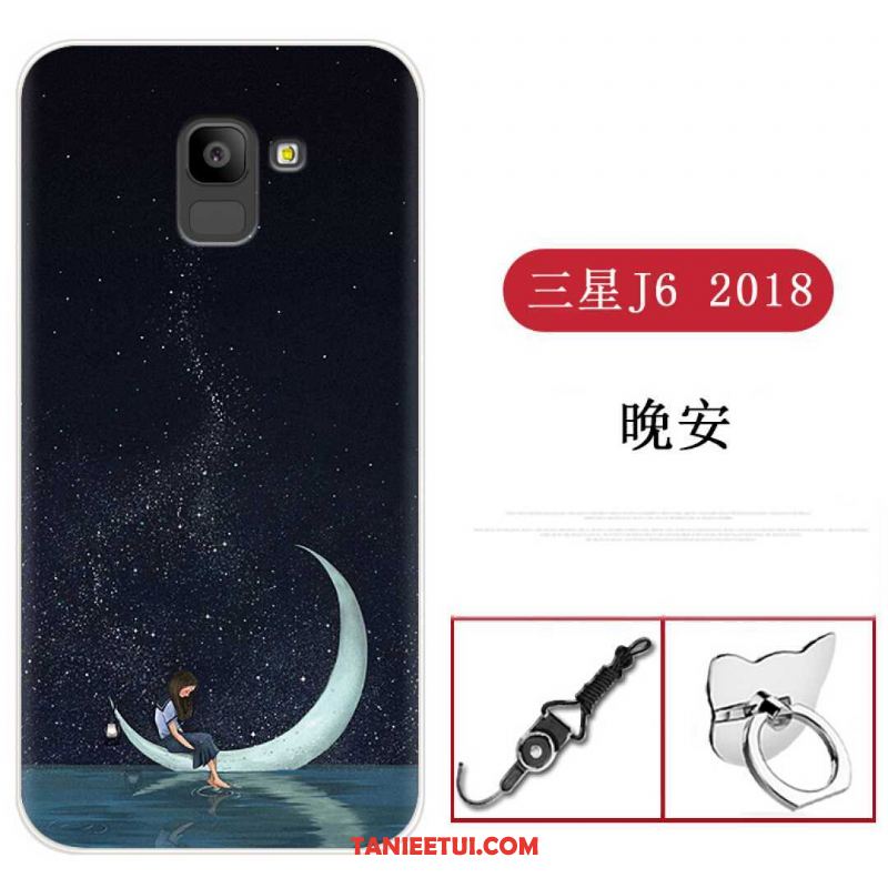 Etui Samsung Galaxy J6 Wiszące Ozdoby Czarny Klamra, Futerał Samsung Galaxy J6 Ring Gwiazda All Inclusive