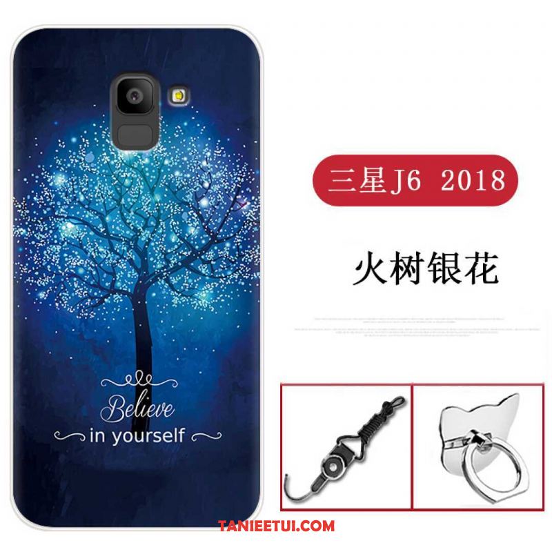 Etui Samsung Galaxy J6 Wiszące Ozdoby Czarny Klamra, Futerał Samsung Galaxy J6 Ring Gwiazda All Inclusive