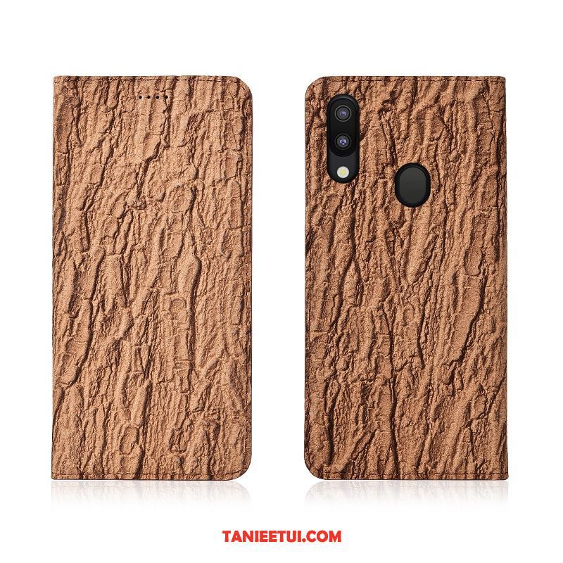 Etui Samsung Galaxy M20 Klapa Miękki Nubuku, Obudowa Samsung Galaxy M20 Ochraniacz Skóra Telefon Komórkowy Beige