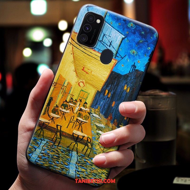 Etui Samsung Galaxy M30s Gwiazda Ochraniacz Relief, Futerał Samsung Galaxy M30s Anti-fall Niebieski Telefon Komórkowy