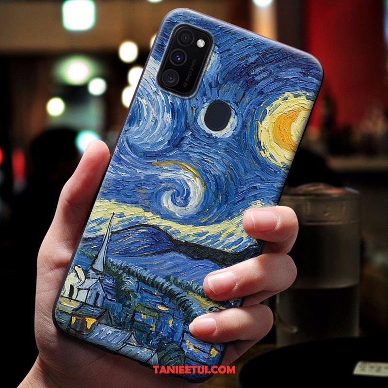 Etui Samsung Galaxy M30s Gwiazda Ochraniacz Relief, Futerał Samsung Galaxy M30s Anti-fall Niebieski Telefon Komórkowy